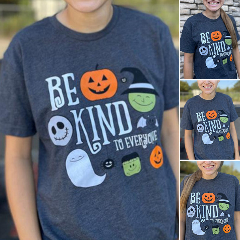 Halloween-T-Shirt „Be Kind to Everyone“ mit kurzen Ärmeln