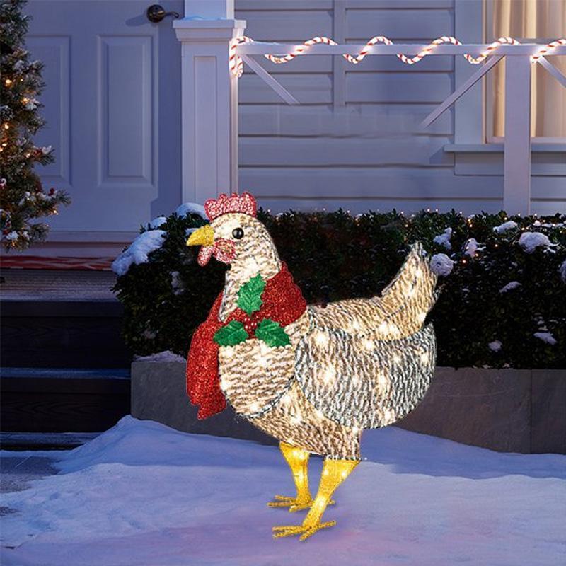 Weihnachtsdekoration>>Leuchtendes Huhn mit Schal