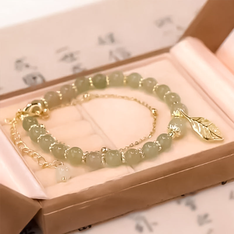 Hetian Jade Blattgold Armband