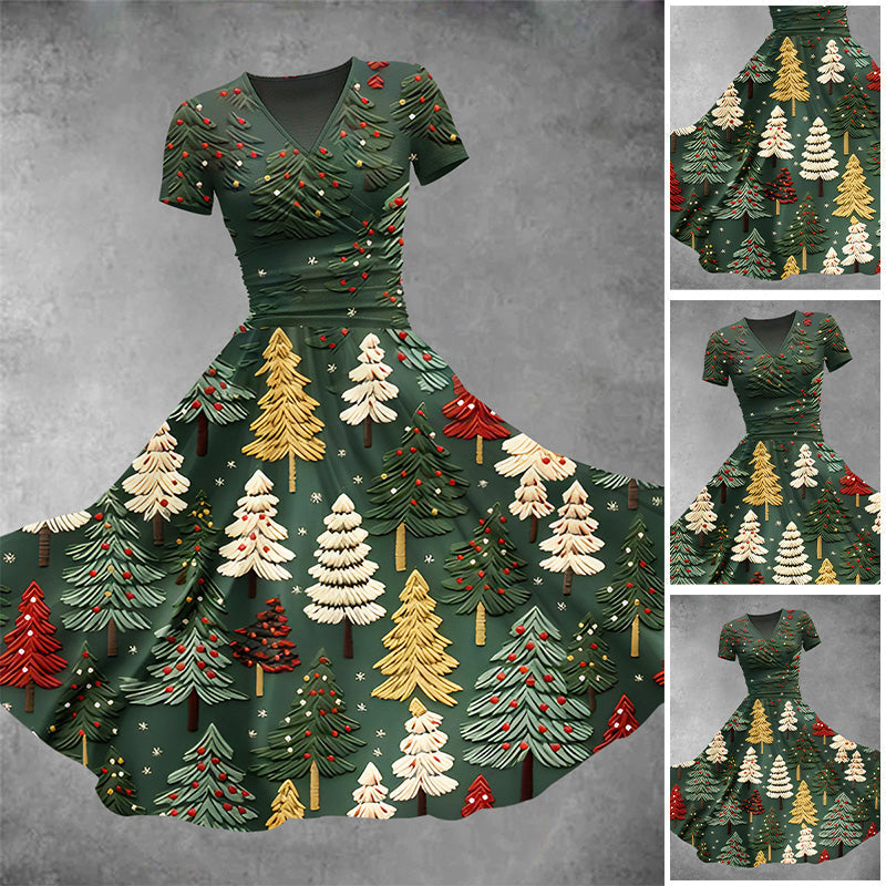 Maxikleid mit Weihnachtsbaummotiv für Frauen