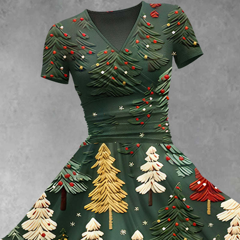 Maxikleid mit Weihnachtsbaummotiv für Frauen