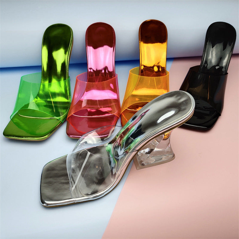 Modische Farbe Crystal Heel Sandaletten