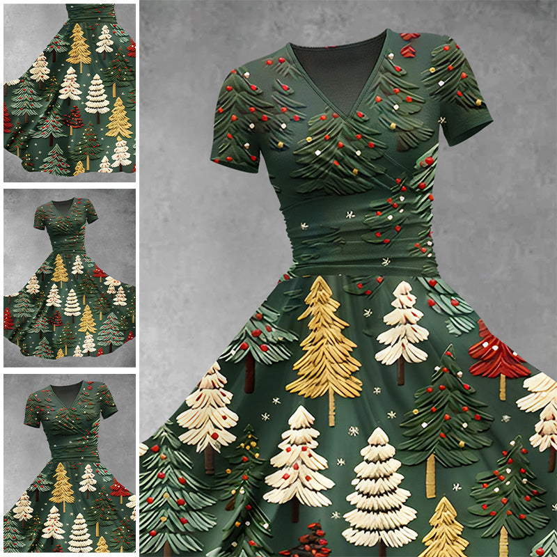 Maxikleid mit Weihnachtsbaummotiv für Frauen