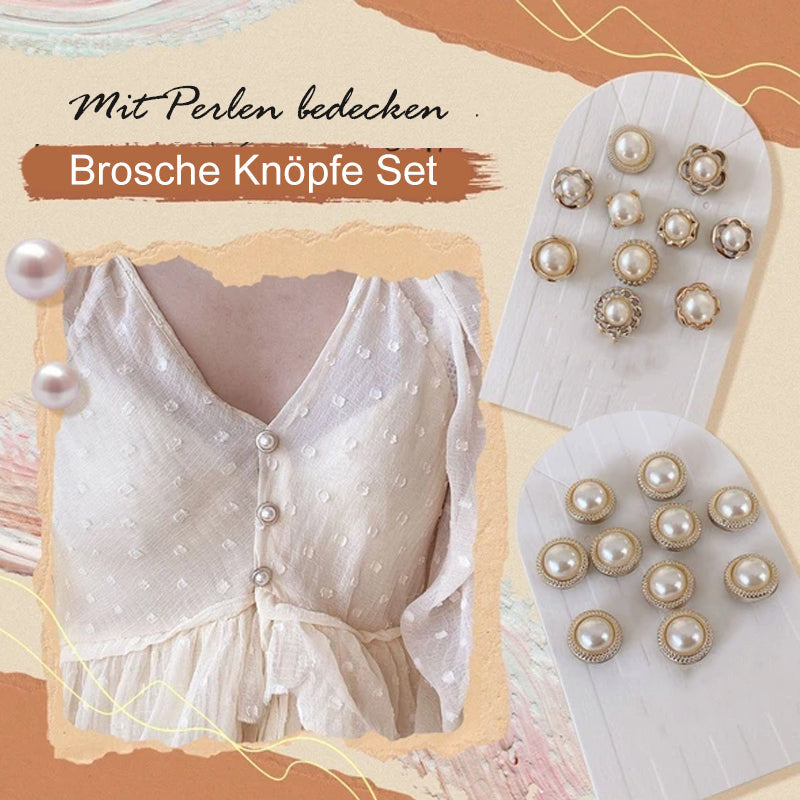 Set mit Perlen bedecken Brosche Knöpfen (10Stk)