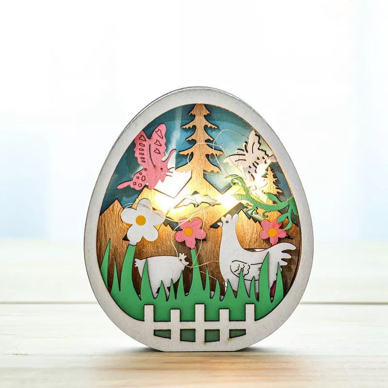 Osterdeko Hase aus Holz mit LED-Licht