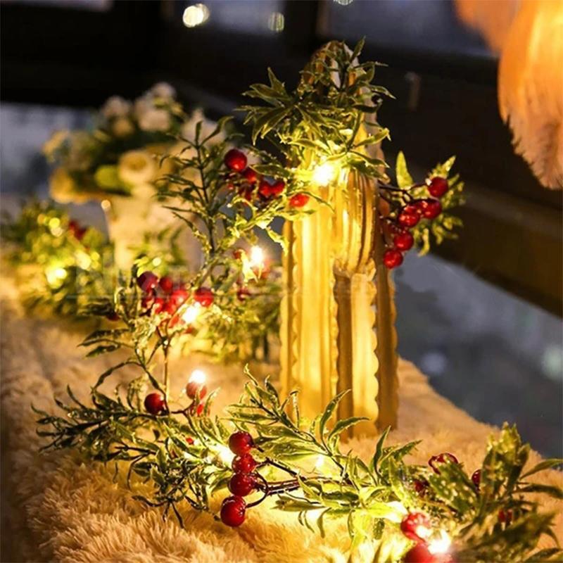 LED Roter Beeren Kiefernadel Weihnachtslichter