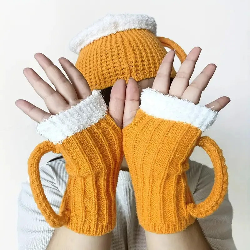 Lustiger 3D Bierkrug gestrickter Handschuh Geschenk