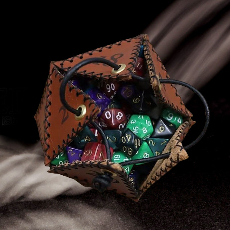 D20-Würfeltasche aus Leder